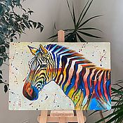 Картины и панно handmade. Livemaster - original item Oil painting 40*60 cm. Zebra. pop art. Handmade.