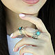 Order Double Ring with Chains Ethno Turquoise Silver 925 SS0029. Sunny Silver. Livemaster. . Rings Фото №3