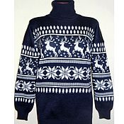 Одежда handmade. Livemaster - original item Sweater with reindeer and Norwegian ornament knitted. Handmade.