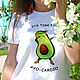 Women's Summer T-shirt, White Avocado Cotton T-shirt, T-shirts, Novosibirsk,  Фото №1