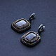Rectangular earrings with obsidian. Earrings. Poltora-kt. Online shopping on My Livemaster.  Фото №2