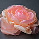 Шелковая роза золотисто-розового оттенка, Брошь-булавка, Новосибирск,  Фото №1