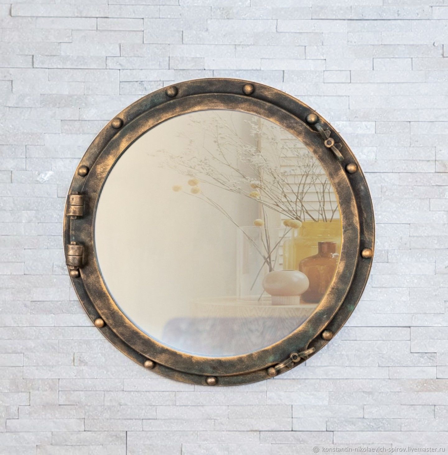 Круглое зеркало в раме лофт в интернет-магазине Ярмарка Мастеров по ...