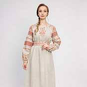 Русский стиль handmade. Livemaster - original item Traditional linen dress Makosh in Russian style. Handmade.