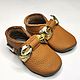 Golden Bow Baby Shoes, Brown Moccasins, Ebooba, Leather Baby Slippers, Footwear for childrens, Kharkiv,  Фото №1
