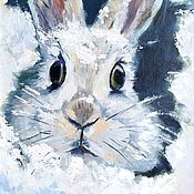 Картины и панно handmade. Livemaster - original item Painting hare in the forest oil painting winter. Handmade.