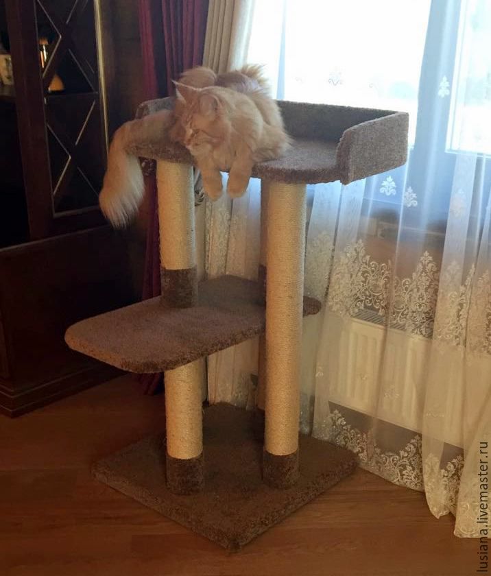 Bench for the Maine Coon. Cat scratch furniture for large cats buy купить на Ярмарке Мастеров