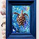  Oil painting 'Turtle in the ocean', framed, Pictures, Nizhny Novgorod,  Фото №1