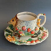 Посуда handmade. Livemaster - original item Tea pairs: hedgehog in a forest clearing.. Handmade.