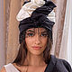 Black-white turban hat hijab of natural silk with beads. Turban. TURBAN SVS. Online shopping on My Livemaster.  Фото №2