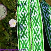 Русский стиль handmade. Livemaster - original item The belt of Solard, Kolard and Orepey is white-green with a double border. Handmade.