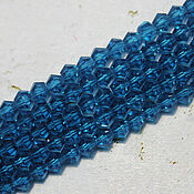Материалы для творчества handmade. Livemaster - original item Biconuses 3 mm 60 pcs on a string Blue marine. Handmade.