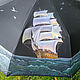 Зонт с росписью: Море, парусник, маяк, Зонты, Санкт-Петербург,  Фото №1