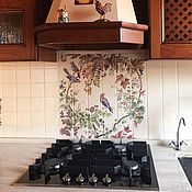 Для дома и интерьера ручной работы. Ярмарка Мастеров - ручная работа Tiles and tiles: Apron for the kitchen Nightingale trills. Handmade.