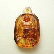 Украшения handmade. Livemaster - original item Hotei amber carving R-629. Handmade.