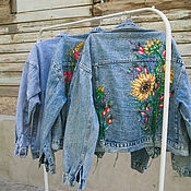 Одежда handmade. Livemaster - original item Denim jacket Wildflowers. Handmade.
