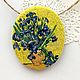 Brooch-pendant painting In van Gogh's still life Vase with irises on a yellow, Brooches, Kemerovo,  Фото №1