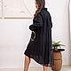 Vestido de camisa de lino negro con bordado y seda. Dresses. NATALINI. Ярмарка Мастеров.  Фото №5