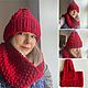  Hat and snood set, red, Caps, Moscow,  Фото №1
