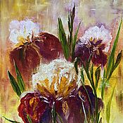 Картины и панно handmade. Livemaster - original item Pictures: Bright irises interior oil painting Toffee mood. Handmade.