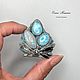Order blue. Blue larimar and adular brooches to order. Elena Potsepnya Jewelry. Livemaster. . Brooches Фото №3