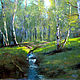 Oil painting. Landscape. Birch, Pictures, Moscow,  Фото №1