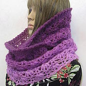 Аксессуары handmade. Livemaster - original item Two-turn snood made of yarn with a gradient in purple-purple color .. Handmade.
