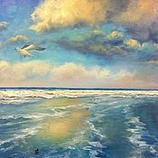 Картины и панно handmade. Livemaster - original item Sea coast on a summer day author`s oil painting. Handmade.