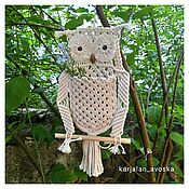 Картины и панно handmade. Livemaster - original item Macrame panel Owl with pocket. Handmade.