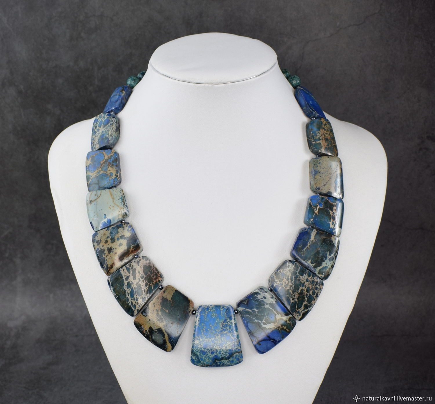 Beautiful necklace natural blue variscite, Necklace, Moscow,  Фото №1