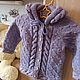 Cardigan: Children's knitted blouse with a hood made of wool lilac, Childrens cardigan, Voronezh,  Фото №1