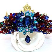Украшения handmade. Livemaster - original item The crown and earrings in the style of Dolce Gabbana red-blue-emerald. Handmade.