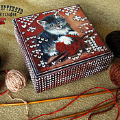 Для дома и интерьера handmade. Livemaster - original item Box: THE KITTEN SAW THE BALL.... Handmade.