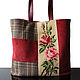 shopper: Bag with Vintage Rose Embroidery, Shopper, Bordeaux,  Фото №1