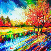 Картины и панно handmade. Livemaster - original item Autumn Landscape Oil Painting Gift to a woman. Handmade.