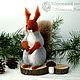 Winter squirrel – toy interior / protein felted wool /felt. Felted Toy. Woolen Zoo. My Livemaster. Фото №4