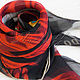 Crepe de Chine red and black handkerchief with hand hem, Shawls1, Moscow,  Фото №1