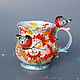 Bullfinches on mountain ash. Porcelain mug, Mugs and cups, Moscow,  Фото №1