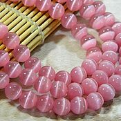 Материалы для творчества handmade. Livemaster - original item Cat`s eye pink, 10mm beads. for PCs. Handmade.