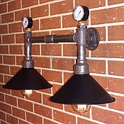 Полочка со светильником в стиле Лофт (Loft), Индастриал, Рустик