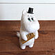 Moomintroll dad in a top hat toy made of wool. Felted Toy. handmade toys by Mari (handmademari). My Livemaster. Фото №4