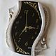 Wall clock 'Bends of time' black glass white wood, Watch, Ivanovo,  Фото №1