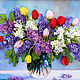 Painting with ribbons Bouquet in a glass vase, Pictures, Maikop,  Фото №1