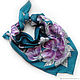 Silk scarf 'Lilac flowers' Lilac, blue-green gray. Silk. Shawls1. Silk Batik Watercolor ..VikoBatik... My Livemaster. Фото №5