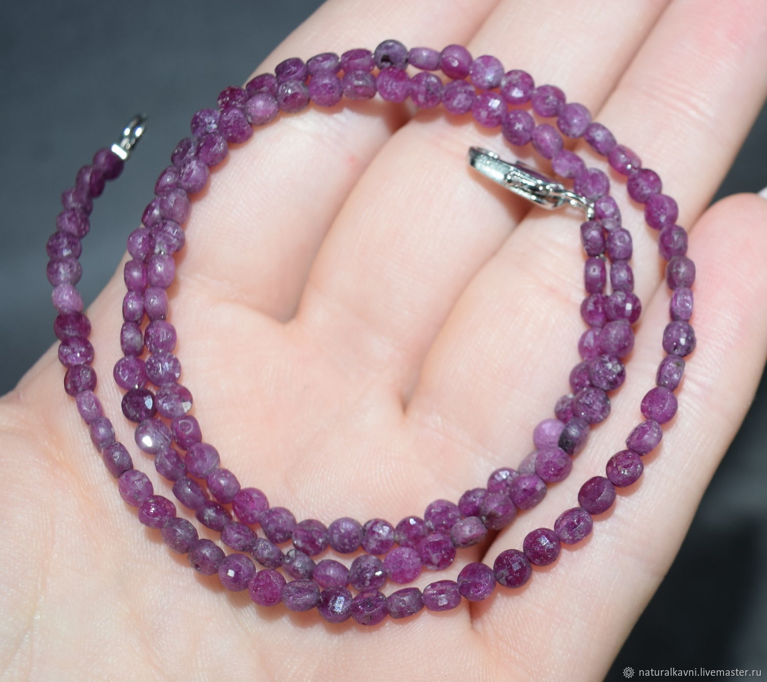 Бусы натуральный камень рубин с огранкой – купить на Ярмарке Мастеров ...