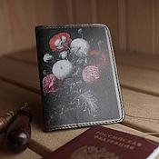 Сумки и аксессуары handmade. Livemaster - original item Passport cover: cover leather. Still life with flowers. ODPTSR17. Handmade.