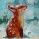 Snow and red oil painting. Pictures. Annet Loginova. Online shopping on My Livemaster.  Фото №2