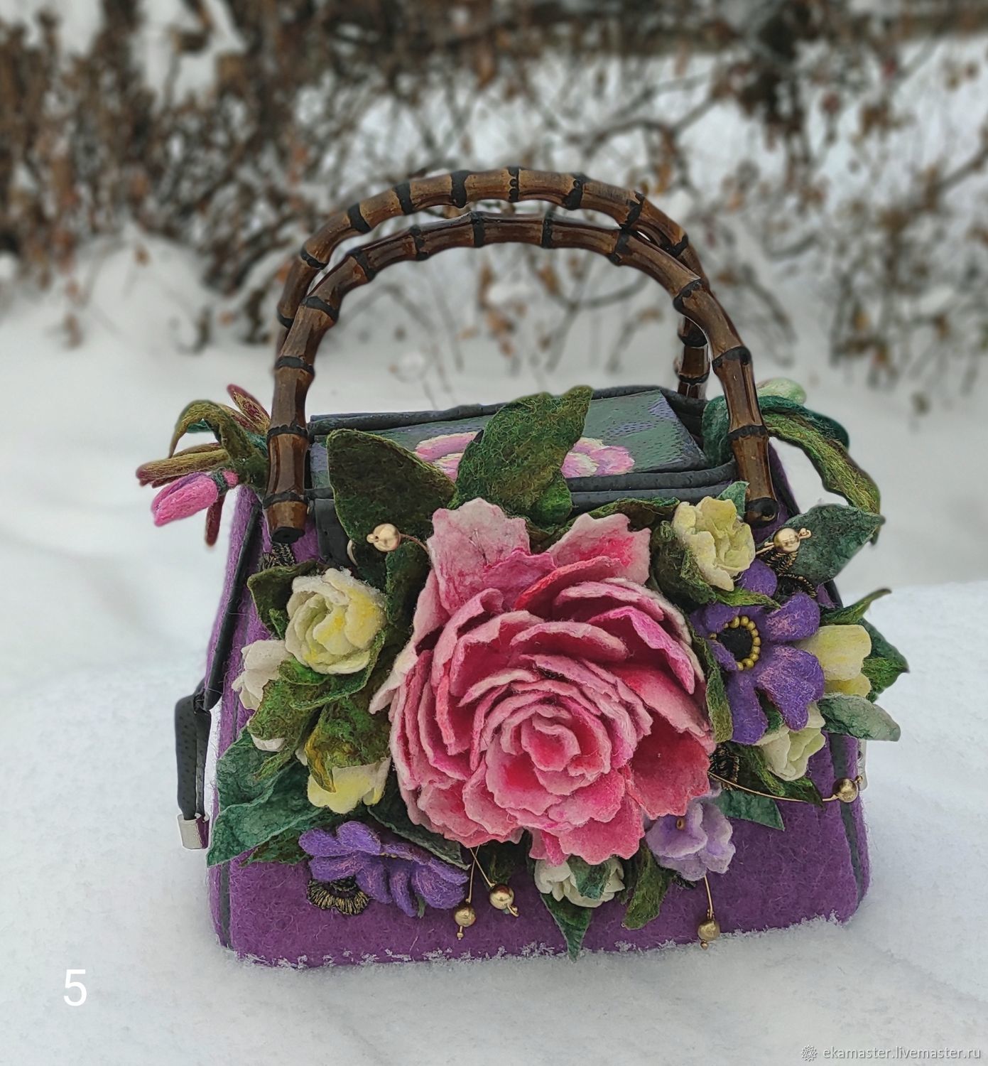 Felted bag Bouquet with peony, Classic Bag, Ekaterinburg,  Фото №1