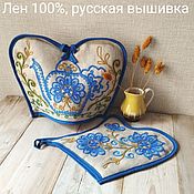 Для дома и интерьера handmade. Livemaster - original item Potholder hot water bottle for teapot Russian embroidery fig 1719C. Handmade.