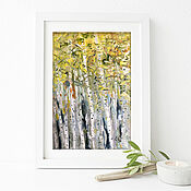 Картины и панно handmade. Livemaster - original item Birch trees, forest landscape, autumn forest painting. Handmade.